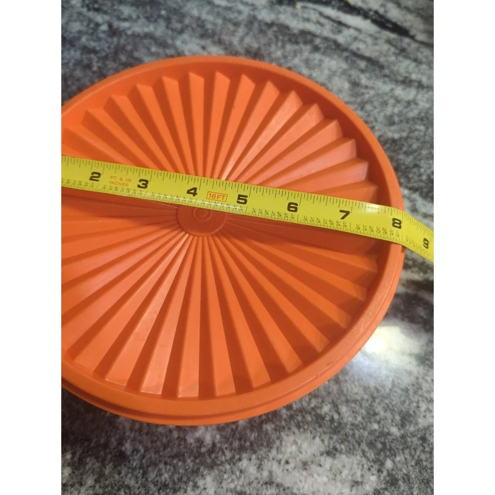 Vintage Tupperware 1204-2 Harvest Orange Filigree Canister Servalier Lid Plastic